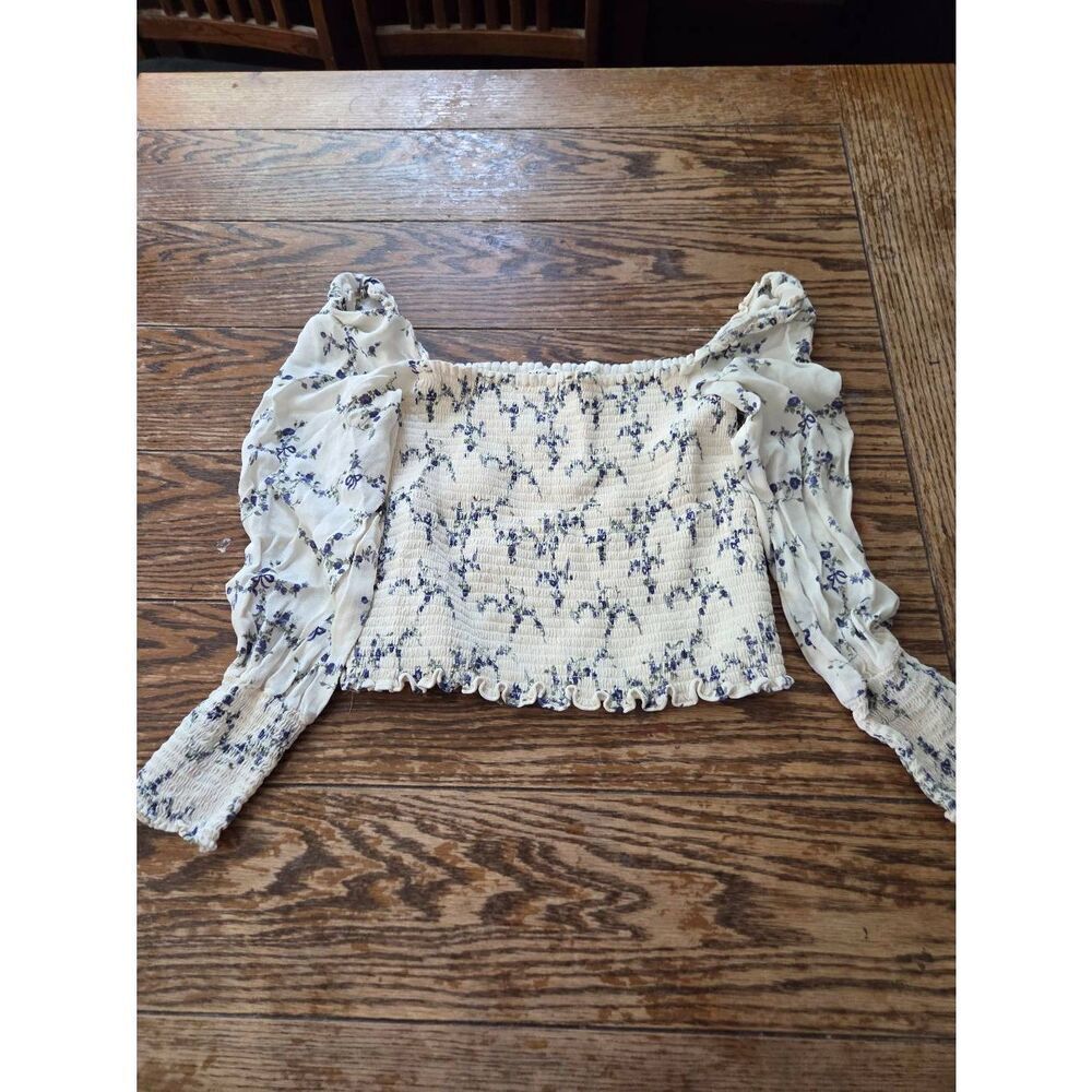 Reformation Floral Pinto Smocked Top Sz Large